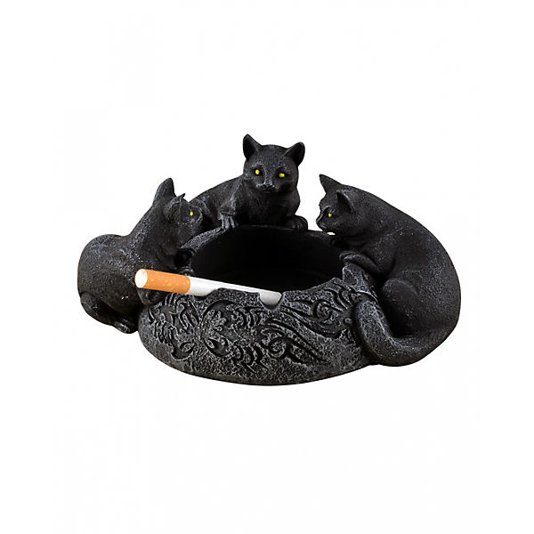 Aschenbecher mit 3 Schwarzen Katzen als Motiv Partydeko