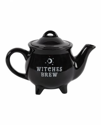 Schwarze Hexenkessel Teekanne aus Keramik Partydeko schwarz | 04251680562265