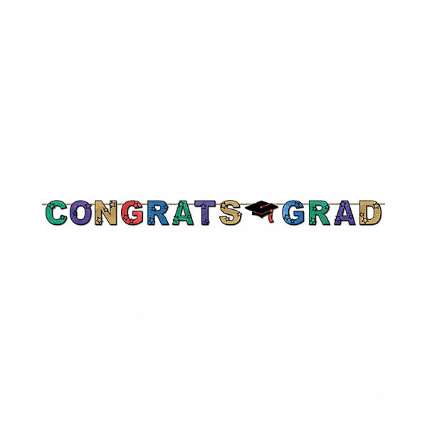Glitzender Congrats Grad Banner als Dekoration für Abschlussbälle Partydeko