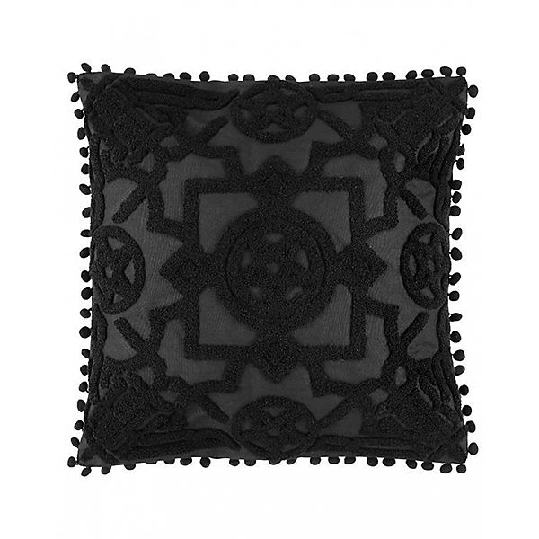 Schwarzer Kissenbezug mit Fluffy Pentagramm Stickerei 45x45cm Dekofiguren