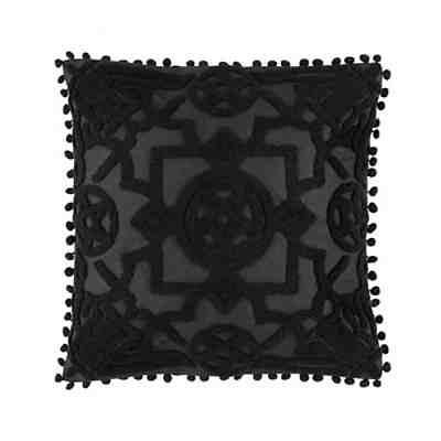 Schwarzer Kissenbezug mit Fluffy Pentagramm Stickerei 45x45cm Dekofiguren