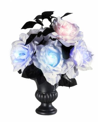 Vase mit leuchtenden Rosen als Gothic Dekoration Halloween Partydeko schwarz  Erwachsene | 04251680530851