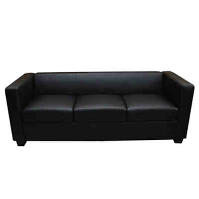 3er Sofa, Leder schwarz