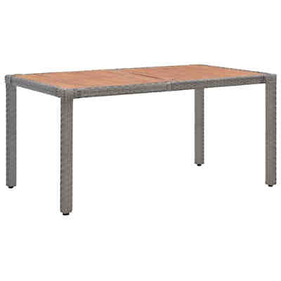 Gartentisch Poly Rattan Akazienholz Tischplatte 90/150/190x90x75 cm Gartentisch