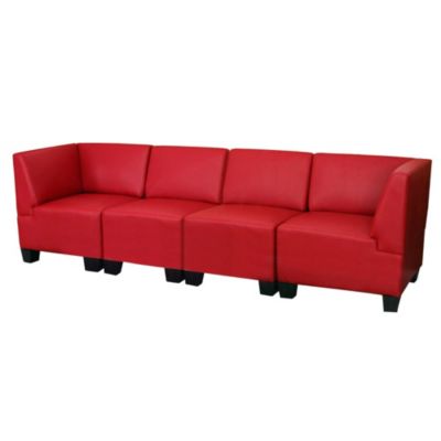 ohne Armlehnen Kunstleder creme schwarz rot Modular 3-Sitzer Sofa Couch Lyon 
