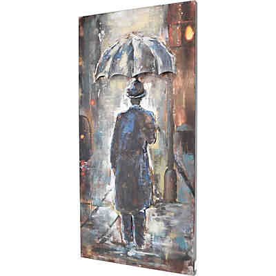3D Metallbild Mann im Regen Wandbild 60 x 7 x 120
