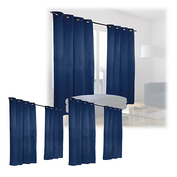 6 x Vorhang blau 245 x 135 cm