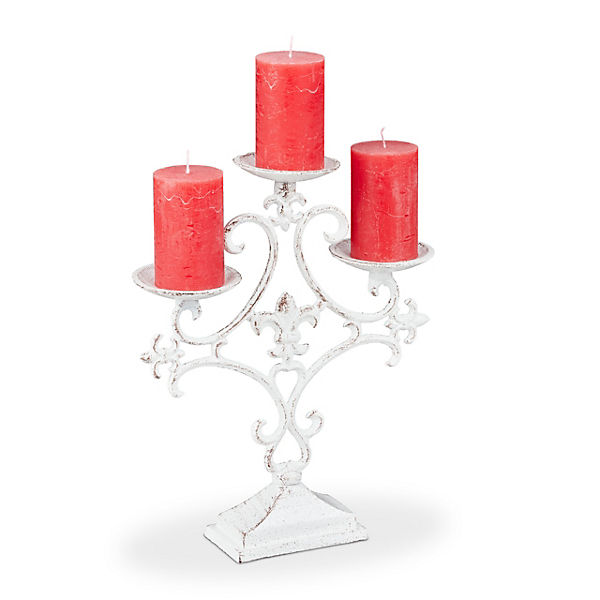 1 x Kerzenständer dreiarmig weiß