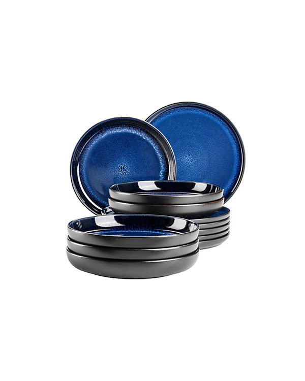 MÄSER Tafelservice, Steinzeug NIARA schwarz/blau | 09001794850568 MÄSER Tafelservice, Steinzeug NIARA schwarz/blau | 09001794850568