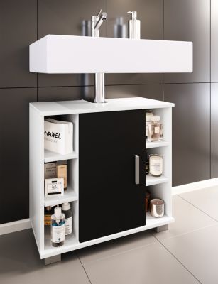 VCM Holz Badmöbel Badunterschrank Waschbeckenunterschrank Badezimmer Zalo M weiß-kombi | 04051814409363