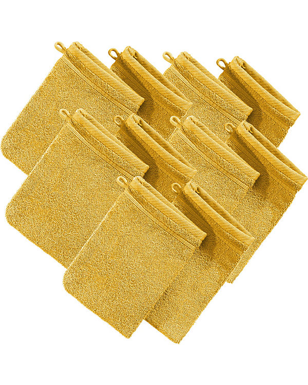 Erwin Müller Waschhandschuh 10er-Pack Frottier Heidelberg gelb | 04062671208716 Erwin Müller Waschhandschuh 10er-Pack Frottier Heidelberg gelb | 04062671208716