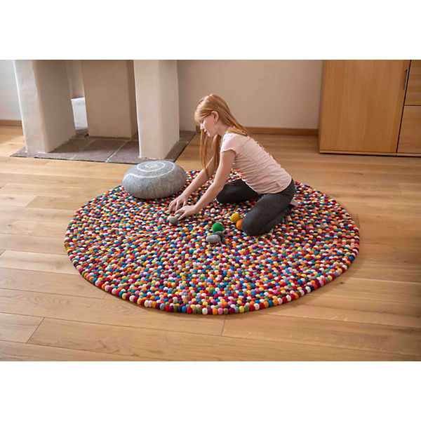 Kinderteppich - runder Filzkugel Teppich