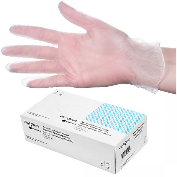 Medizinische Vinyl-Handschuhe 100 Stück Einmal-Untersuchungshandschuhe Puderfrei - Größe L
