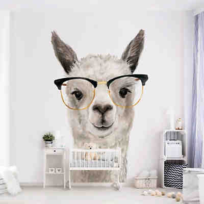 Kindertapete Hippes Lama mit Brille I