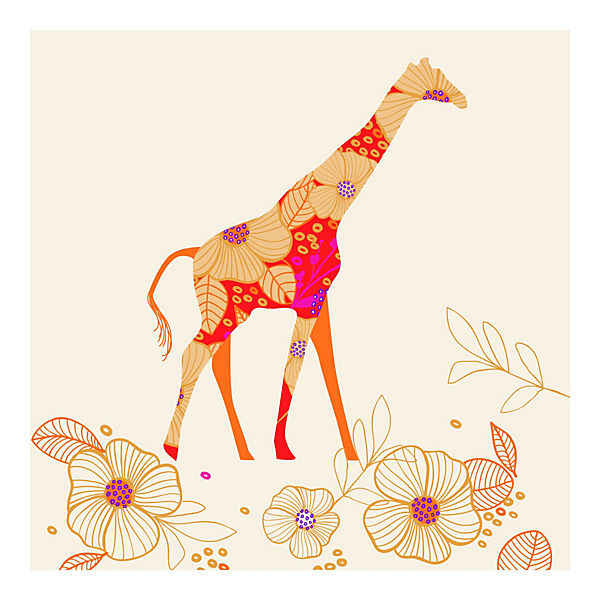 Fototapete Floral Giraffe
