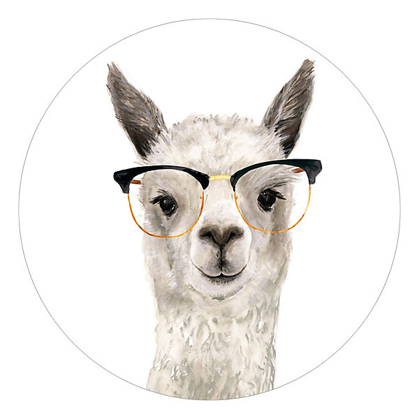 Runde Tapete selbstklebend Kinderzimmer Hippes Lama mit Brille I