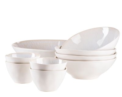 MÄSER Salatschüssel-Set, Steinzeug FROZEN weiß | 09001794867832
