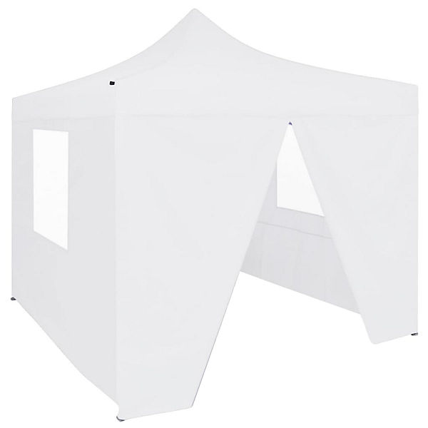 Profi-Partyzelt Faltbar mit 4 Seitenwänden 3×3m Stahl Weiß Partyzelt