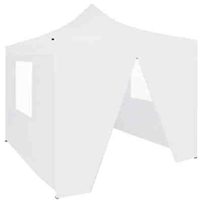 Profi-Partyzelt Faltbar mit 4 Seitenwänden 3×3m Stahl Weiß Partyzelt