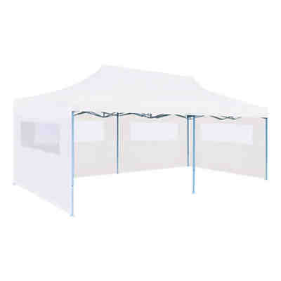 Pop-Up Partyzelt mit Seitenwänden Faltbar 3 x 6 m Stahl Weiß Partyzelt