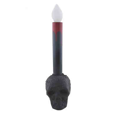 Schwarze Totenschädel Kerze mit Beleuchtung 24cm Partydeko