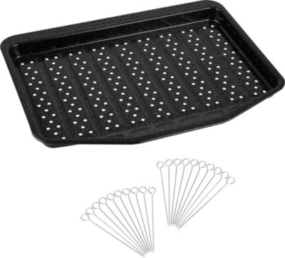 Grillschale + 20 Spieße schwarz/silber | 04062671117896