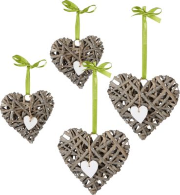 „Deko-Hänger „“Herz““ 4er-Set“ grau | 04062671220152