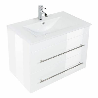 Lomadox Waschtisch SAPHIRA 750 Hochglanz weiß Keramikbecken 75,5 x 61,6 x 46,3 | 04250524196437