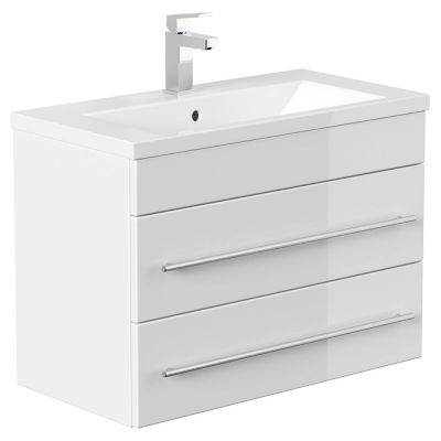 Lomadox Waschtisch mit Mineralgussbecken ALISTAIR-02 SlimLine Hochglanz weiß B x H x T ca. 70 x 52 x 36 cm | 04250524196321