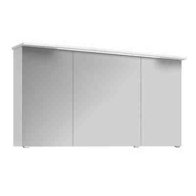 Badezimmer Spiegelschrank FES-4010-66 mit Korpus in weiß glänzend inkl. LED - B/H/T: 142/72/27cm