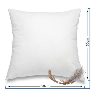 wometo Federkissen Kinderkopfkissen Dekokissen 50×50 cm aus Baumwolle, Kissenfüllung aus 100% Federn mit Federfüllung weiß Gr. 50 x 50 | 04251474133596