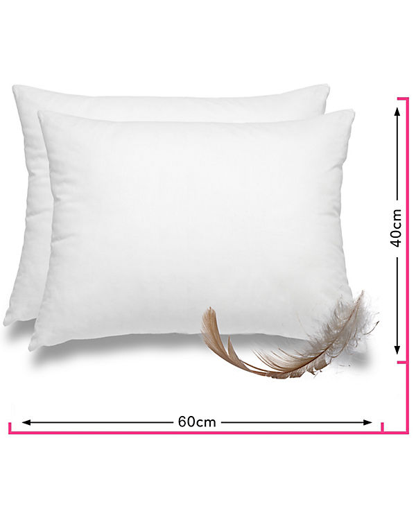 wometo Kinderkopfkissen 2er Set Kinderkopfkissen 40×60 cm aus Baumwolle mit 100% Federn, Serie: Home mit Federfüllung weiß Gr. 40 x 60 | 04251474133619 wometo Kinderkopfkissen 2er Set Kinderkopfkissen 40×60 cm aus Baumwolle mit 100% Federn, Serie: Home mit Federfüllung weiß Gr. 40 x 60 | 04251474133619
