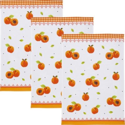 Erwin Müller „Geschirrtuch „“Aprikose““ 3er-Pack Baumwolle“ orange/weiß | 04062671242383