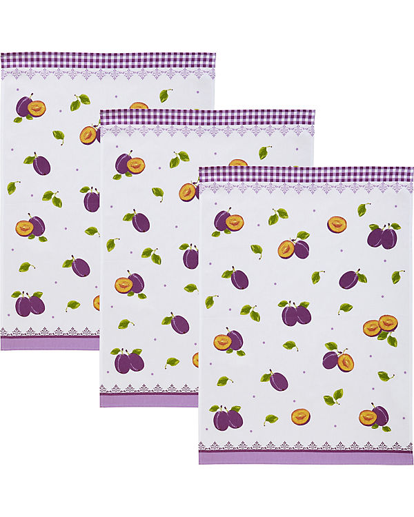 Erwin Müller „Geschirrtuch „“Pflaume““ 3er-Pack Baumwolle“ lila/weiß | 04062671242376 Erwin Müller „Geschirrtuch „“Pflaume““ 3er-Pack Baumwolle“ lila/weiß | 04062671242376