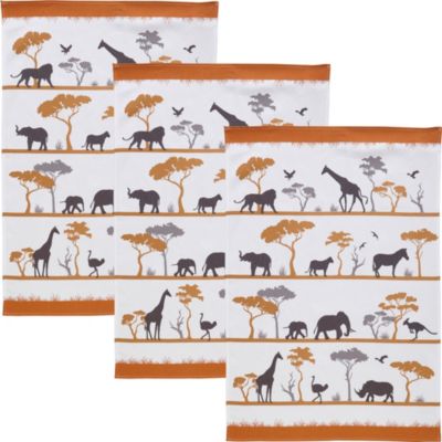 Erwin Müller „Geschirrtuch „“Afrika““ im 3er-Pack Baumwolle“ orange/weiß | 04062671242437