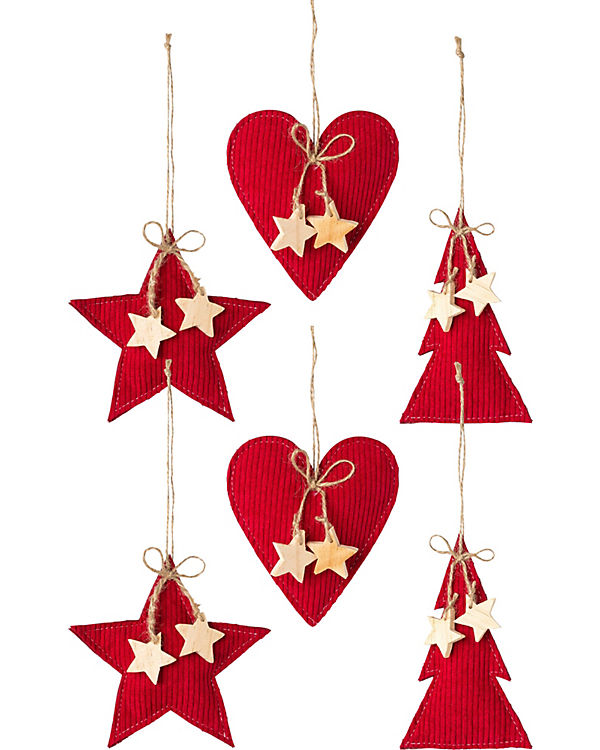 „Deko-Hänger „“Cord Weihnachten““ 6-tlg.“ rot | 04064118897880 „Deko-Hänger „“Cord Weihnachten““ 6-tlg.“ rot | 04064118897880