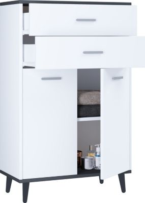 VCM Holz Highboard Kommode Drehtüren Schublade Lindas weiß | 04051814417665