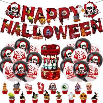 Vicabo HAPPY HALLOWEEN Luftballons Banner Kuchendeckel Set Party Dekoration Partydeko Kinder rot  Kinder | 09412068028918