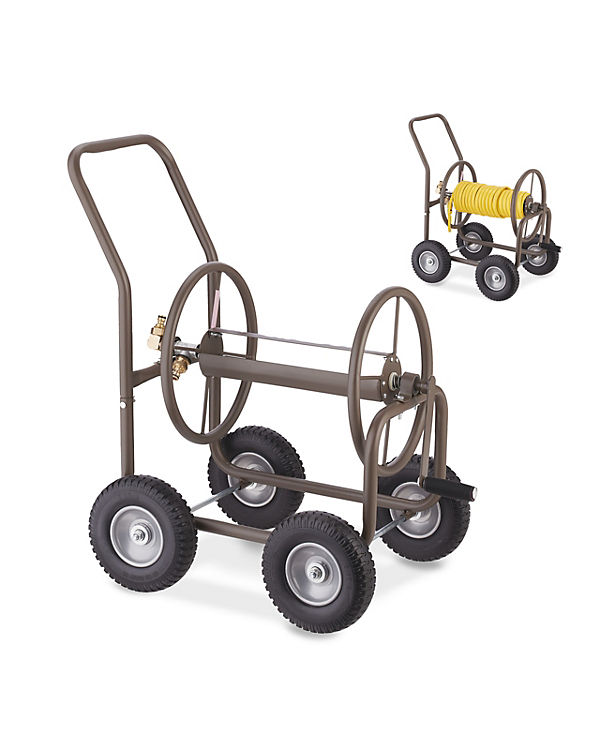 relaxdays Schlauchwagen mit 4 Vollgummirädern braun | 04052025415051 relaxdays Schlauchwagen mit 4 Vollgummirädern braun | 04052025415051