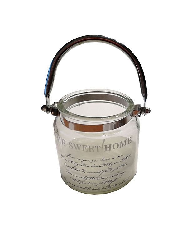 Van Manen Windlicht aus Glas Home Sweet Home mit Henkel Ø 10cm weiß | 04251608103570 Van Manen Windlicht aus Glas Home Sweet Home mit Henkel Ø 10cm weiß | 04251608103570