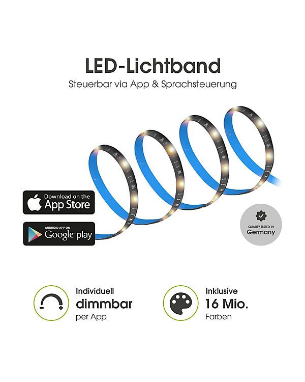 Xlayer LIGHTING Lichtband Smart Echo LED Strip 3m Schwarz, Mehrfarbig Dimmbar schwarz | 04260458922255 Xlayer LIGHTING Lichtband Smart Echo LED Strip 3m Schwarz, Mehrfarbig Dimmbar schwarz | 04260458922255