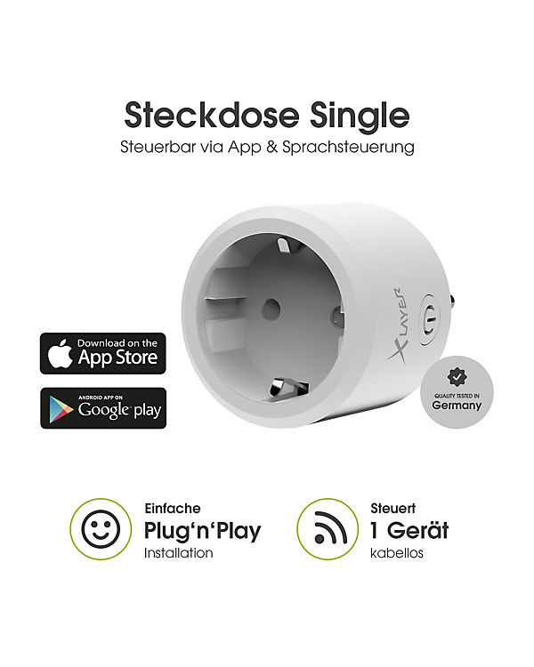 Xlayer LIGHTING Steckdose Smart Echo Single Weiß weiß | 04260458922163 Xlayer LIGHTING Steckdose Smart Echo Single Weiß weiß | 04260458922163