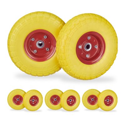 relaxdays 8 x Sackkarrenrad PU gelb-rot | 04052025455903