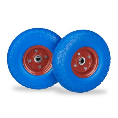 relaxdays 2 x Sackkarrenrad PU blau-rot rot-kombi | 04052025455859
