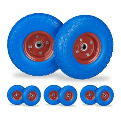 relaxdays 8 x Sackkarrenrad PU blau-rot rot-kombi | 04052025455873