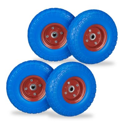 relaxdays 4 x Sackkarrenrad PU blau-rot rot-kombi | 04052025455866