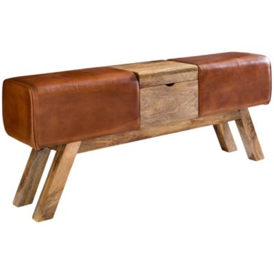 FineBuy Truhenbank Mango 120 x 29 cm Sitzfläche braun | 04250950267077