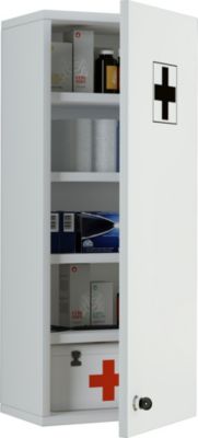 VCM Medizinschrank Arzneischrank Apothekerschrank Wand Schrank abschließbar Medasa L weiß | 04051814426384