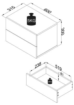 VCM Holz Wandschublade Nachtschrank Wandboard Schublade Konsole Nachttisch Usal L 60 cm weiß | 04051814419102