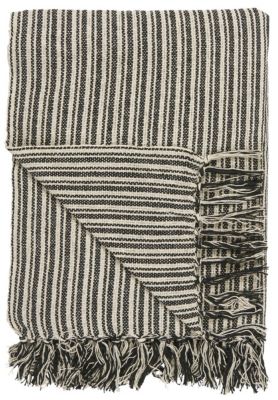 IB LAURSEN Decke 130x160cm Tages Plaid creme schwarz Kuschel Fransen Wohn Sofa grau | 05709898328122